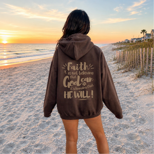 Faith Hoodie | Brown Aesthetic Hooded Sweatshirt, Christian Hoodie