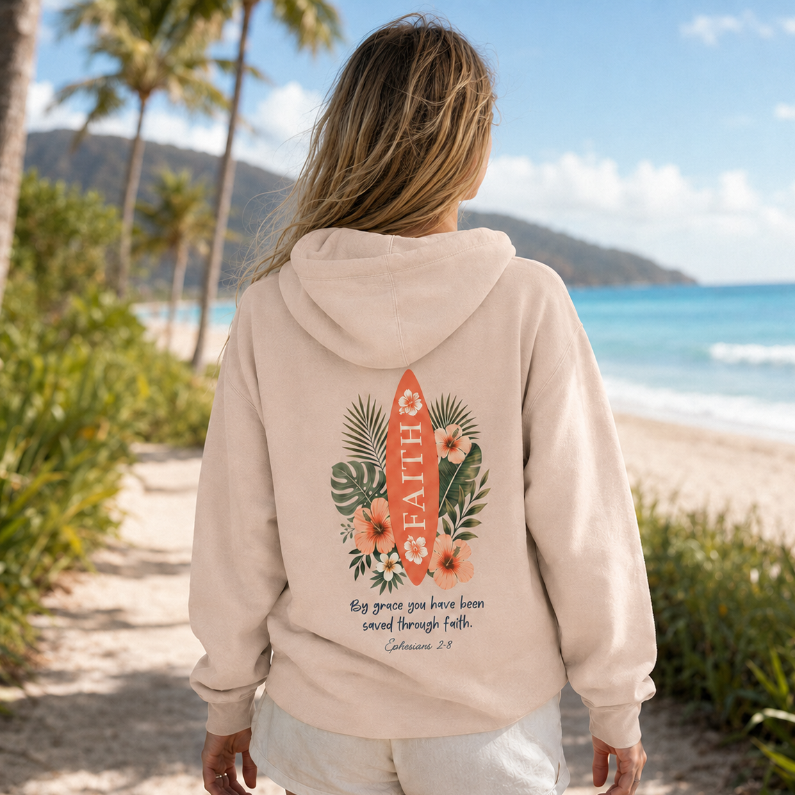 Faith Hoodie - Saved by Grace Ephesians 2:8 Bible Verse