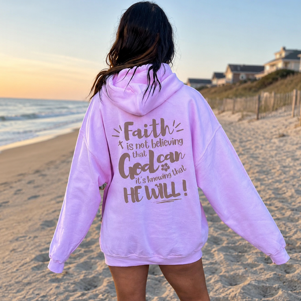 Faith Hoodie | Brown Aesthetic Hooded Sweatshirt, Christian Hoodie Hover