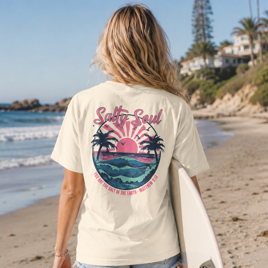 Salty Soul Beach T-Shirt - "You Are the Salt of the Earth" (Matthew 5:13)