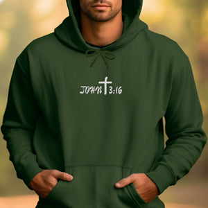 John 3:16 Hoodie - Embroidered Hoodie | For God So Loved The World Hoodie