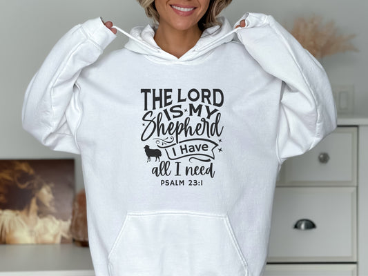 The Lord Is My Shepherd - Psalm 23 Bible Verse Hoodie