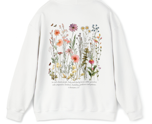 Women's Christian Hooded Sweatshirt - Vintage Flowers Hoodie Sweatshirt, Pullover Hoodie With Bible Verse