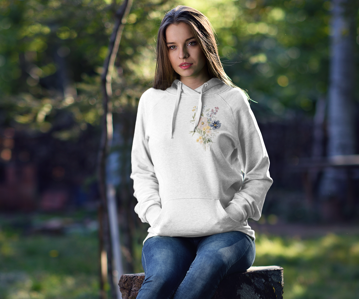 Women's Christian Hooded Sweatshirt - Vintage Flowers Hoodie Sweatshirt, Pullover Hoodie With Bible Verse