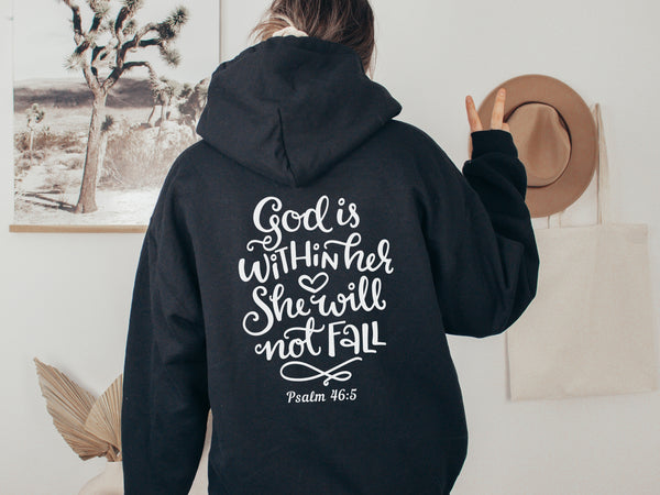 God Is Within Her - Psalm 46:5 | Christian Hoodie - Christian Hooded Sweatshirt Hover
