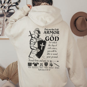 Put On The Full Armor of God Hooded Sweatshirt | Bible Verse Hoodie - Ephesians 6:10-17