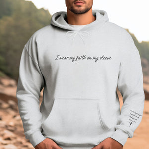 I Wear My Faith On My Sleeve Hoodie | Personalized - Add Your Own Custom Name or Bible Verse on Sleeve