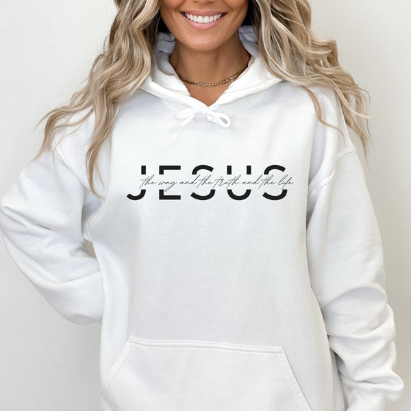 Jesus Hooded Sweatshirt - The Way, The Truth and The Life Christian Hoodie Hover
