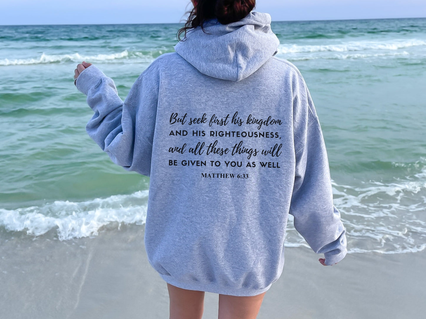 Seek God Christian Hoodie | Bible Verse Hooded Sweatshirt Matthew 6:33