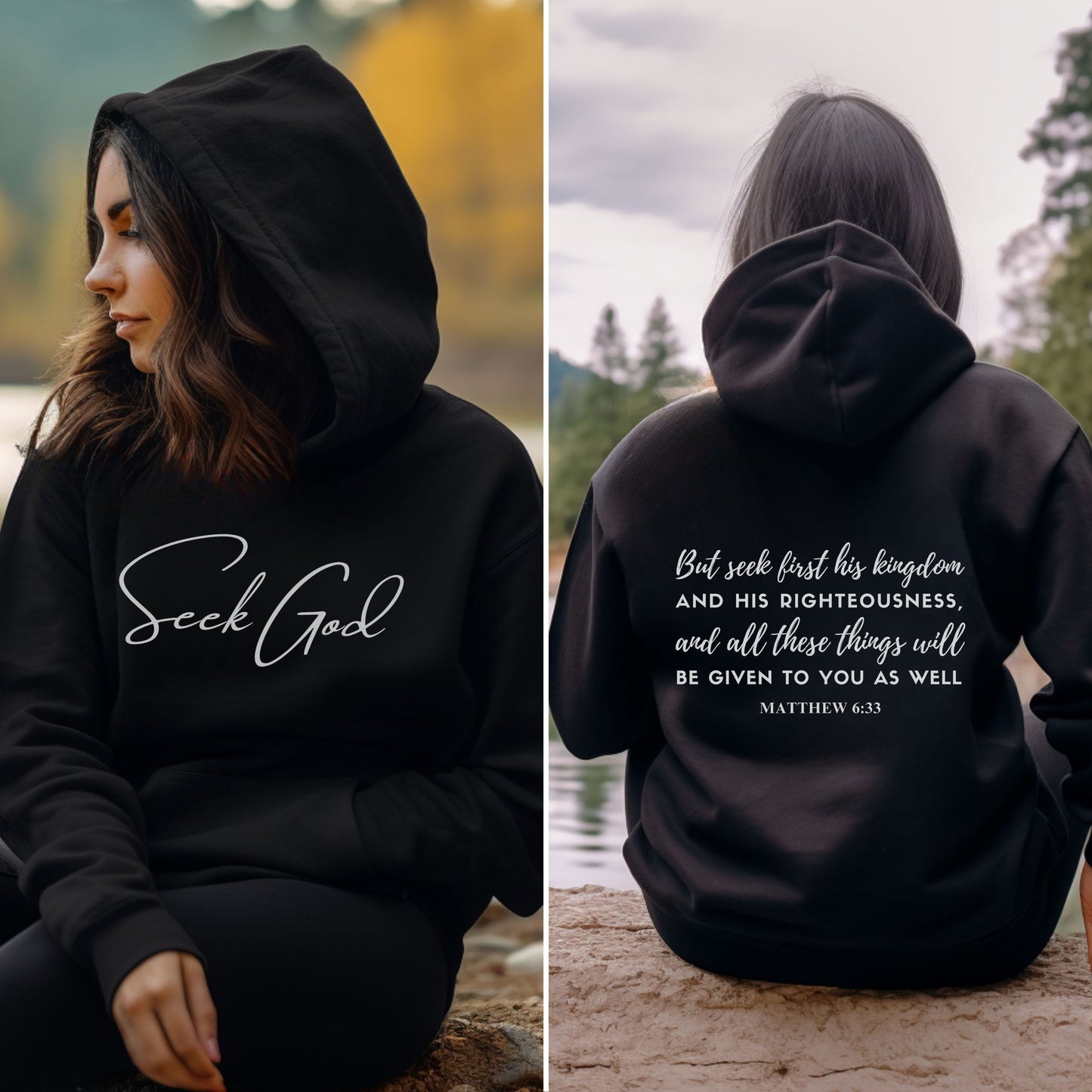 Seek God Christian Hoodie | Bible Verse Hooded Sweatshirt Matthew 6:33