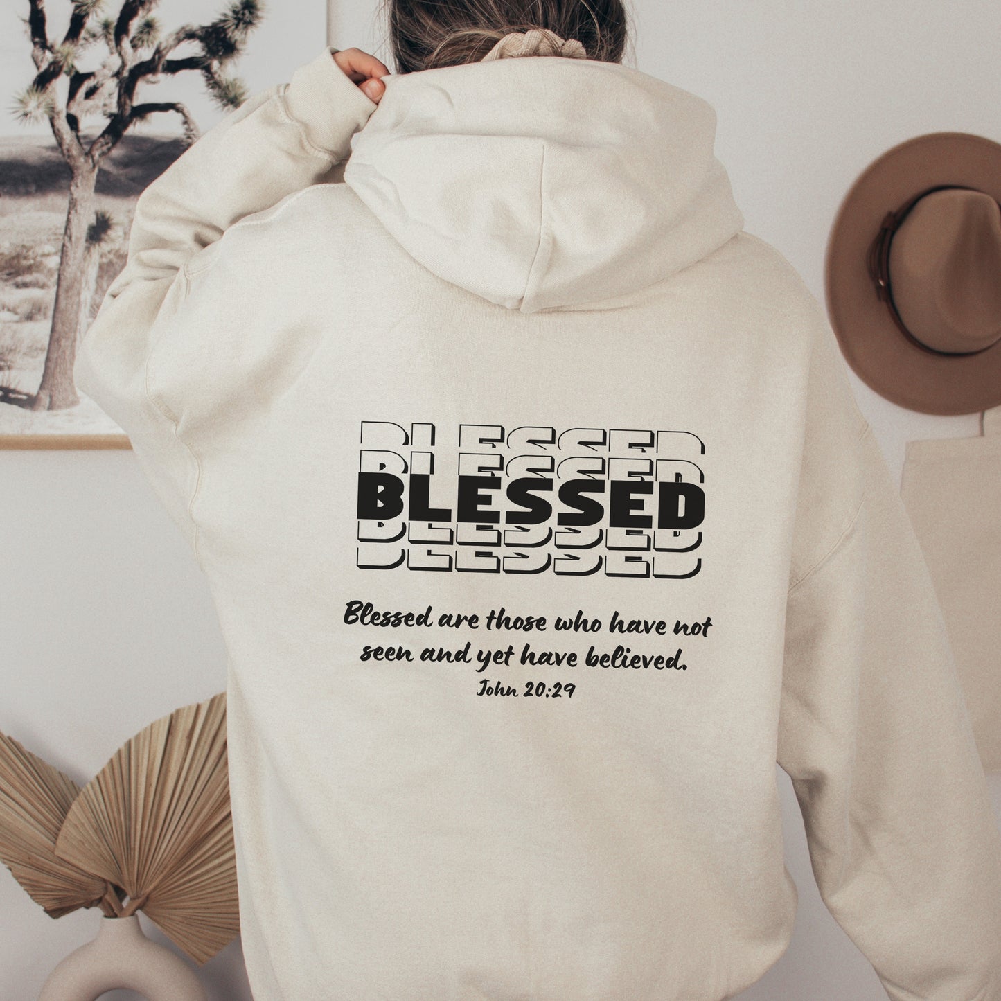 Blessed Hoodie - Hooded Sweatshirt | Blessed Are Those - John 20:29 Bible Verse Hoodie