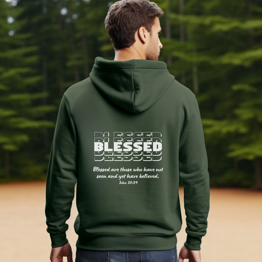 Blessed Hoodie - Hooded Sweatshirt | Blessed Are Those - John 20:29 Bible Verse Hoodie