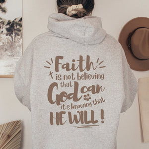 Faith Hoodie | Brown Aesthetic Hooded Sweatshirt, Christian Hoodie