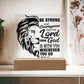Be Strong and Courageous Bible Verse LED Light | Custom LED Night Light | Inscribed with Joshua 1:9 & Lion (Black)