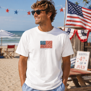 USA Flag T-Shirt - Blessed Is the Nation Whose God Is Lord