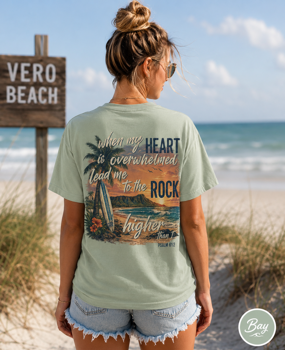Lead Me to The Rock Psalm 61 Bible Verse Surf Tee