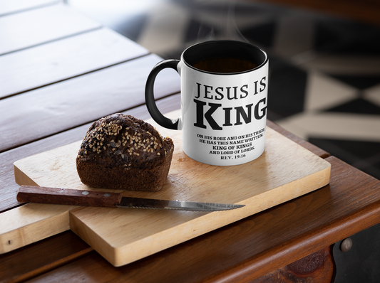 Jesus Is King Christian Coffee Mug | Scripture Mug with Revelation 19:16