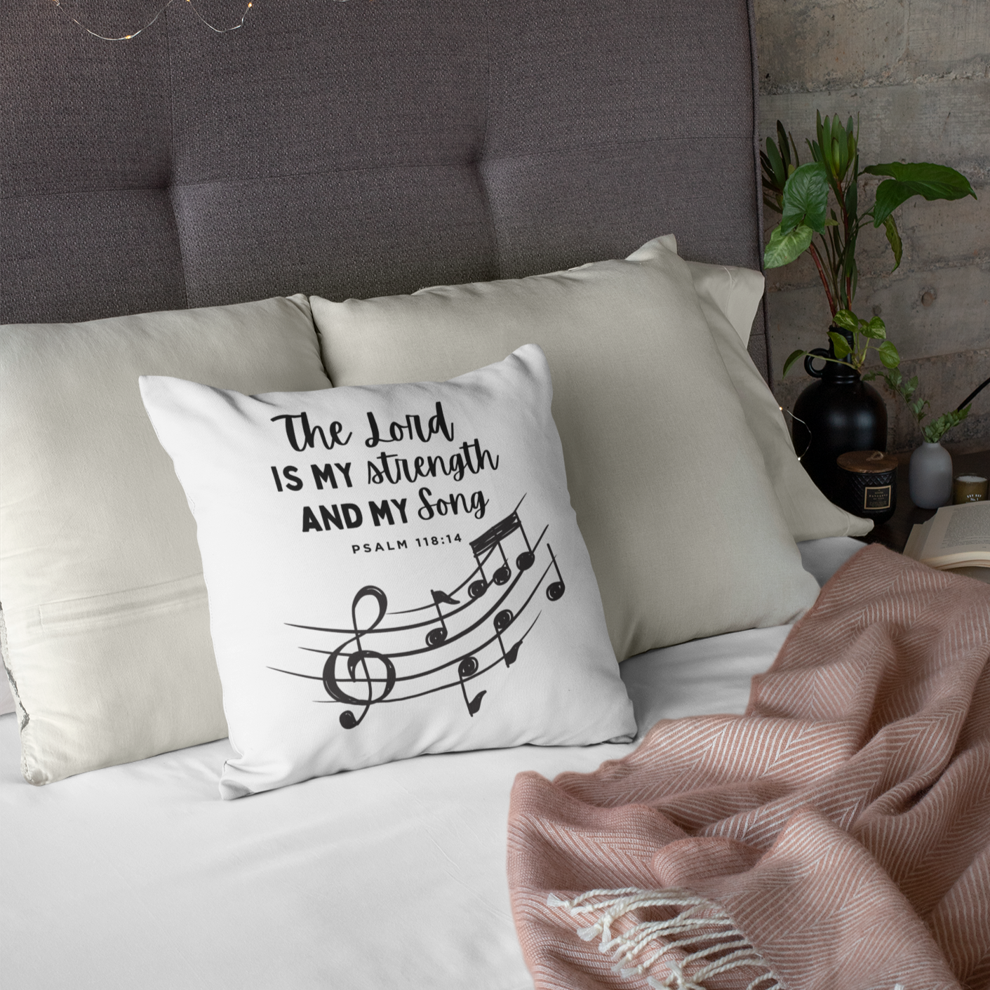 The Lord Is My Song - Psalm 118 | Pillow for Bed, Living Room Couch  - Bible Verse Pillow