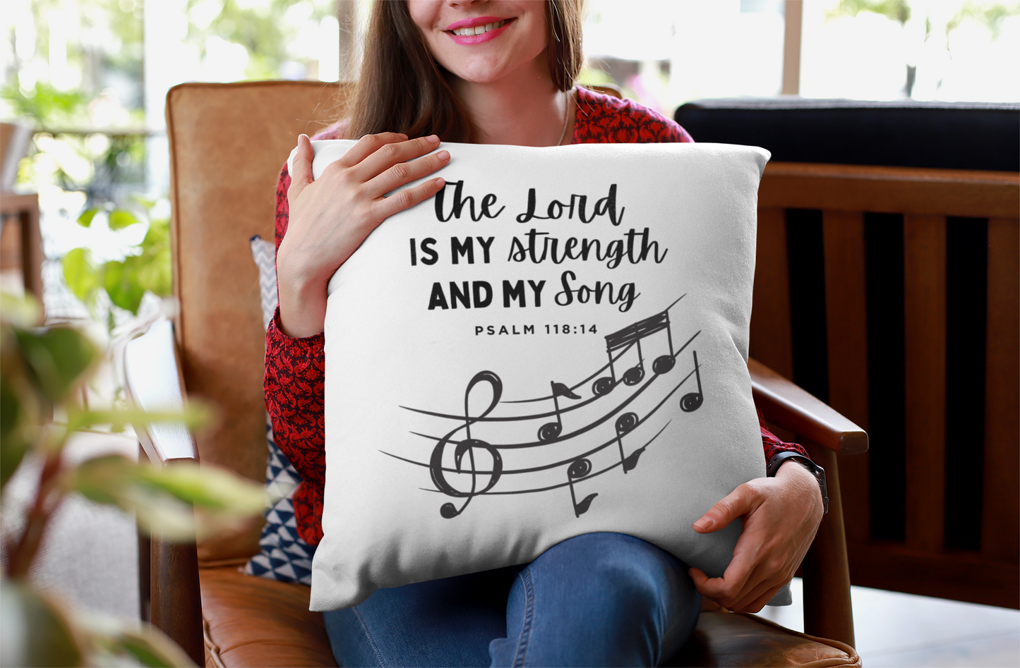 The Lord Is My Song - Psalm 118 | Pillow for Bed, Living Room Couch  - Bible Verse Pillow