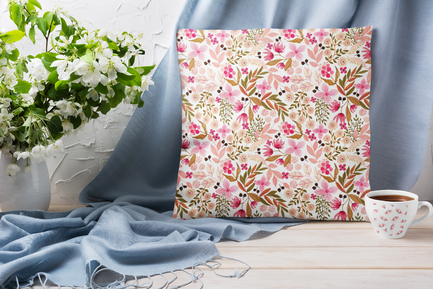 Floral Pattern Throw Pillow - Artistic Flower Pattern | Decorative Pillow and Floral Pillow Cover