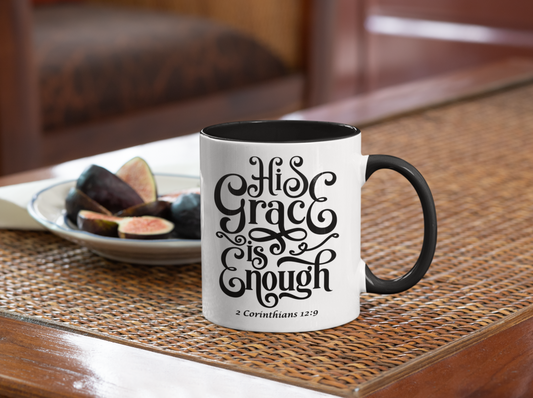 His Grace Is Enough Christian Coffee Mug | 2 Corinthians 12:9 Scripture Mug, 15oz