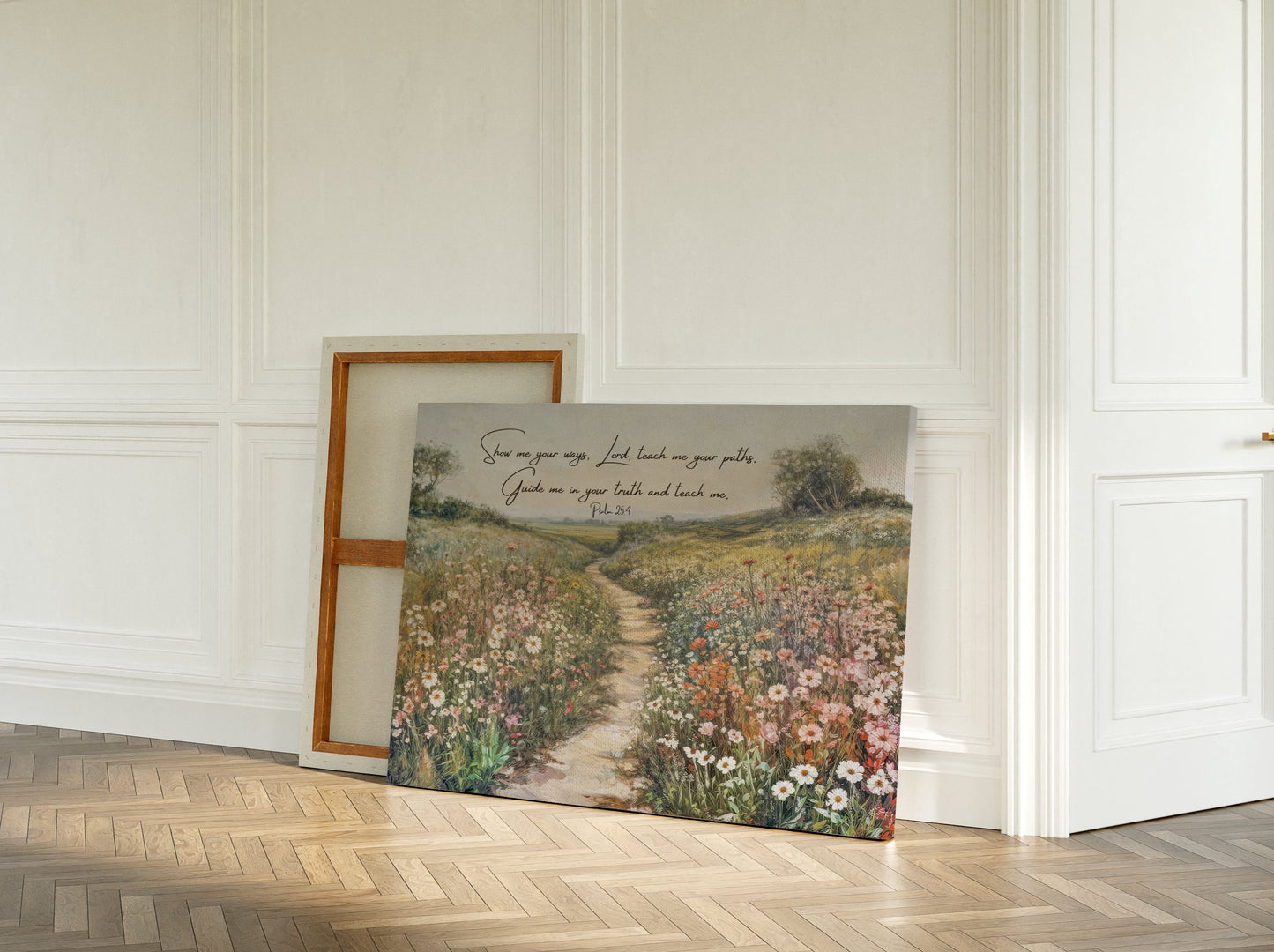 Show Me Your Ways Lord Psalm 25 | Wildflower Field - Bible Verse Canvas