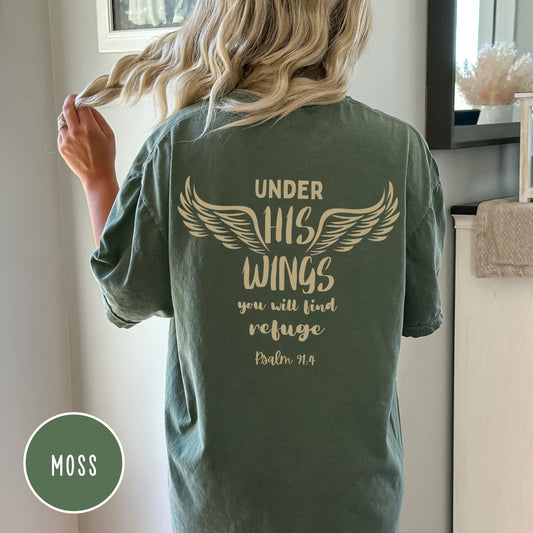 Under His Wings - Psalm 91 Bible Verse Shirt | Comfort Colors Shirt