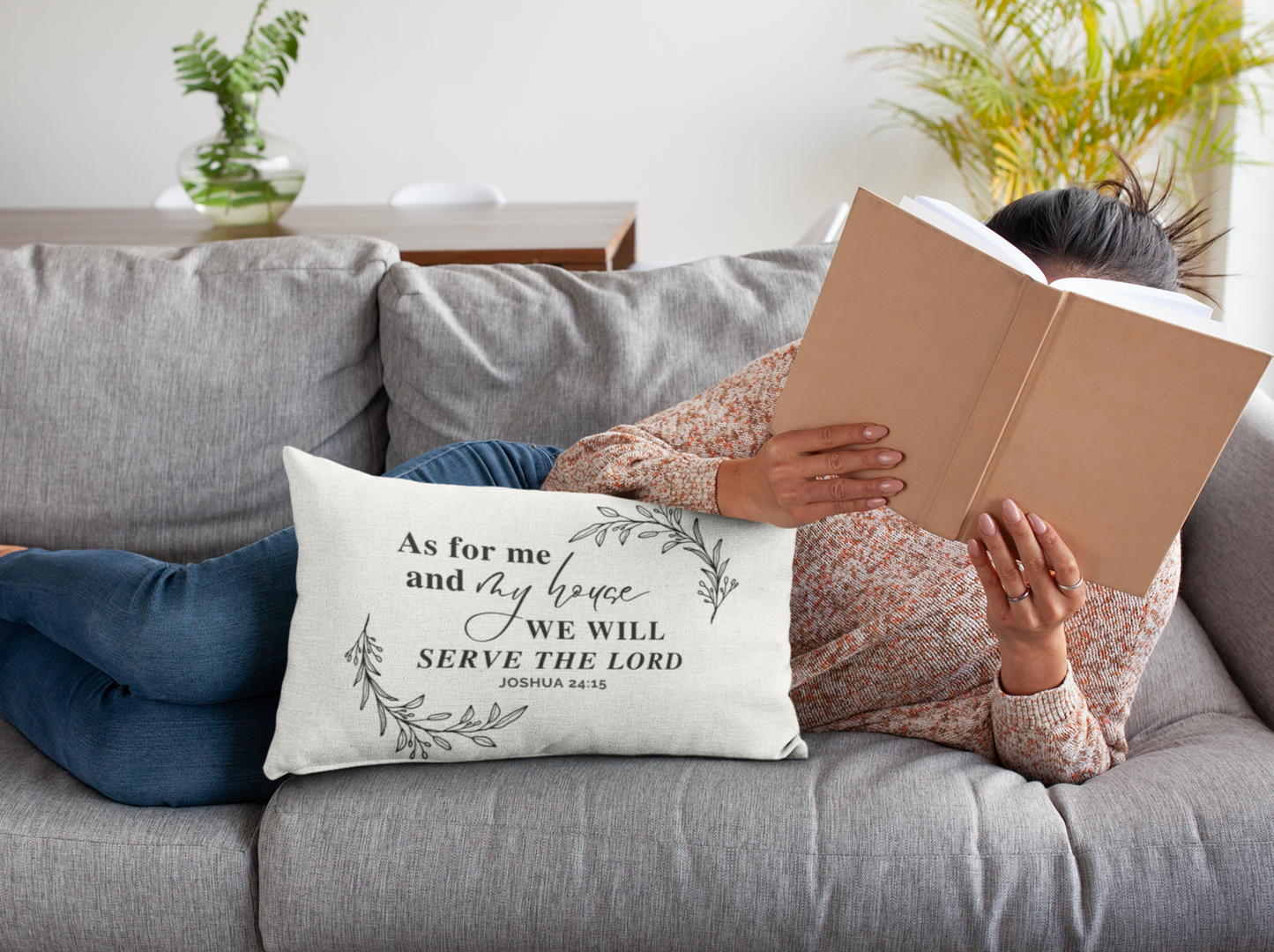 Bible Verse Pillow - As For Me and My House We Will Serve The Lord - Joshua 24:15