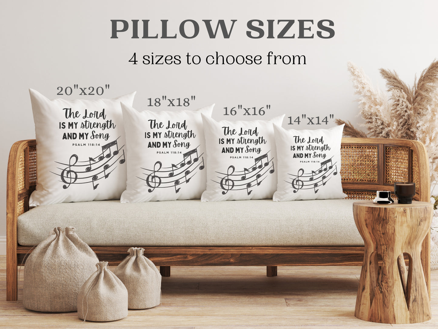 The Lord Is My Song - Psalm 118 | Pillow for Bed, Living Room Couch  - Bible Verse Pillow