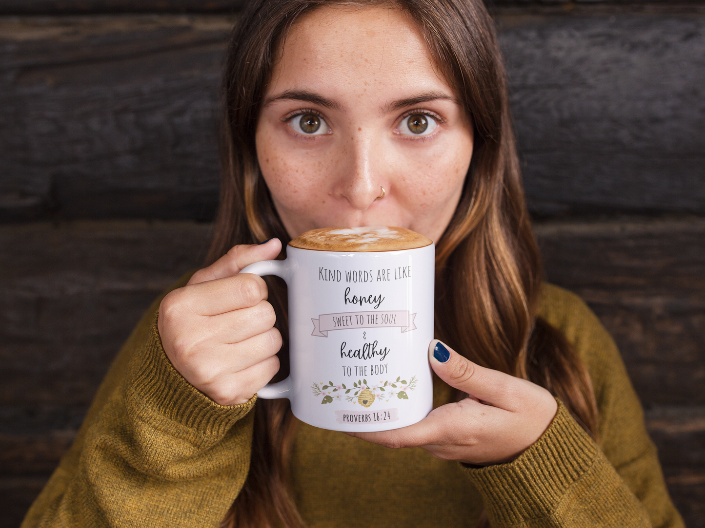 Proverbs 16:24 Bible Verse Mug -  Kind Words Are Like Honey | Tea & Coffee Mug