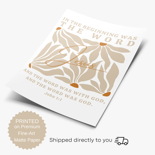 In The Beginning Was The Word, John 1:1 | Jesus Wall Art, Bible Verse Wall Decor, Christian Decor - Unframed Art Print Hover