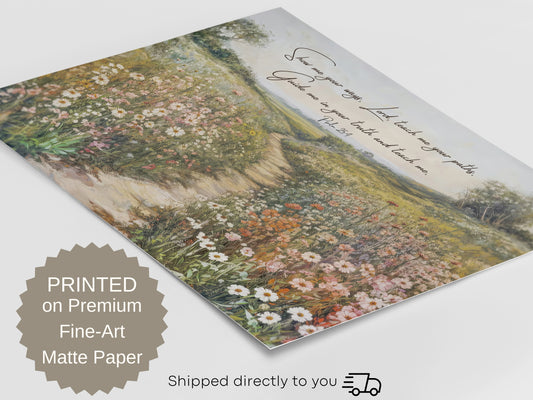 Psalm 25 Bible Verse Wall Art- Show Me Your Ways Lord - Unframed Art Print