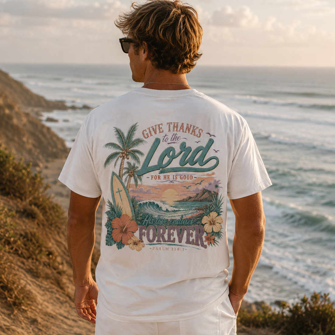 Give Thanks to the Lord His Love Endures Forever - Psalm 136 Tee