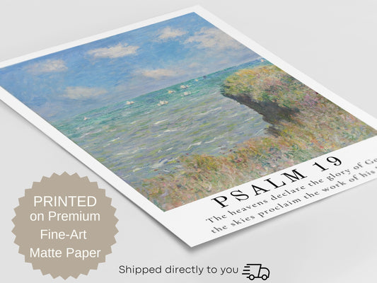 The Heavens Declare the Glory of God - Psalm 19 | Vintage Claude Monet Art with Psalm Scripture - Unframed Art Print