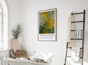 Thy Word Is a Lamp to My Feet and Light to My Path - Psalm 119:105 | Vintage Claude Monet Art with Psalm Scripture - Unframed Art Print