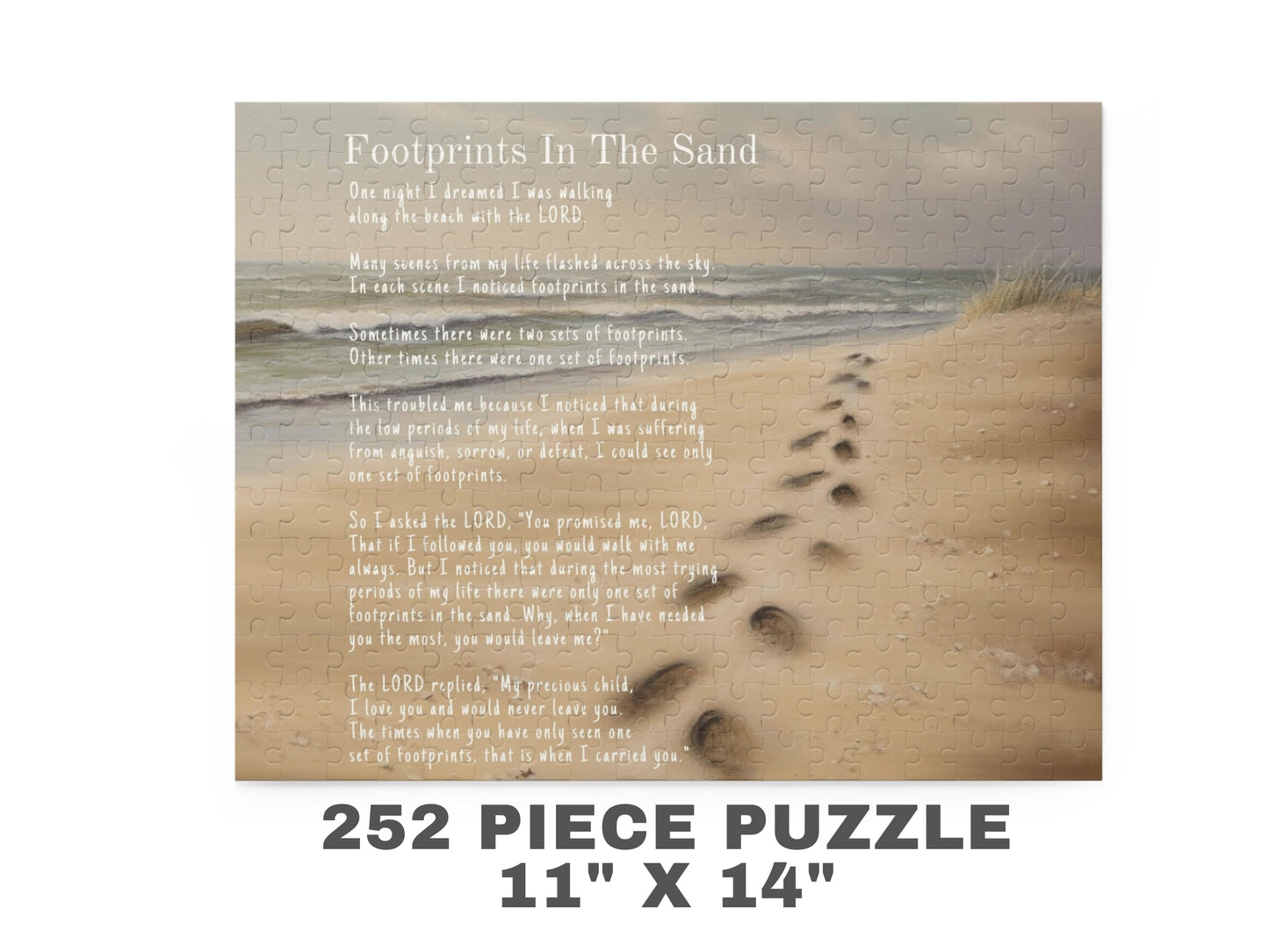 Footprints In The Sand Puzzle | Footprints Poem Puzzle, Beach Puzzle, Bible Verse Puzzle, Inspirational Jigsaw Puzzle (120, 252, 500-Piece)