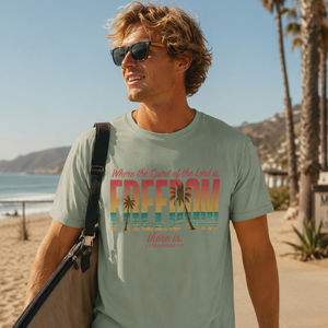 Freedom Beach Christian Surf Tee - 2 Corinthians 3:17
