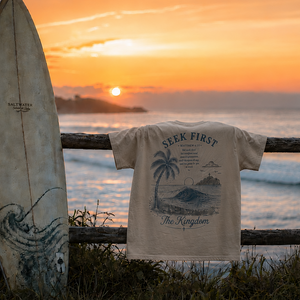 Seek First The Kingdom - Matthew 6:33 Bible Verse Surf Tee