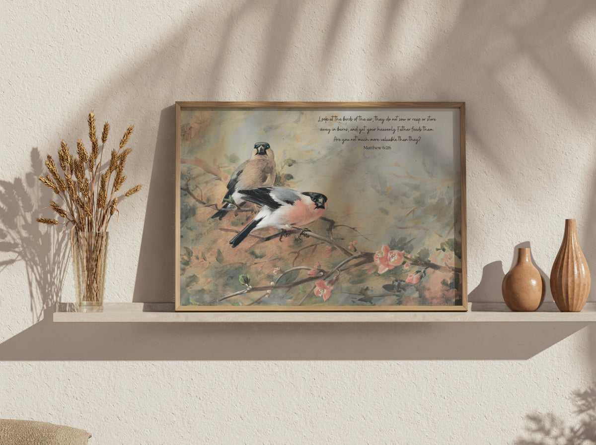 Look At The Birds Of The Air - Matthew 6:26, Vintage Bird Painting - Unframed Art