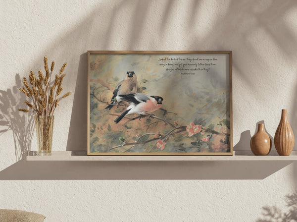 Look At The Birds Of The Air - Matthew 6:26, Vintage Bird Painting - Unframed Art