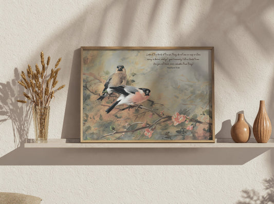 Look At The Birds Of The Air - Matthew 6:26 Bible Verse Art Print, Vintage Bird Painting - Unframed Art