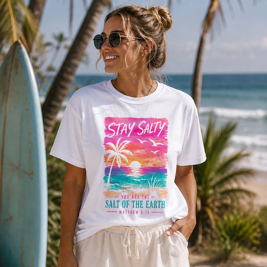 Stay Salty - "You Are the Salt of the Earth" - Matthew 5:13 | Christian Beach T-Shirt