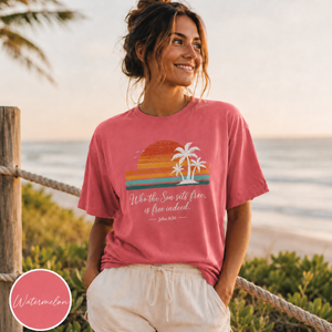 Free Indeed Christian T-Shirt – John 8:36 Bible Verse