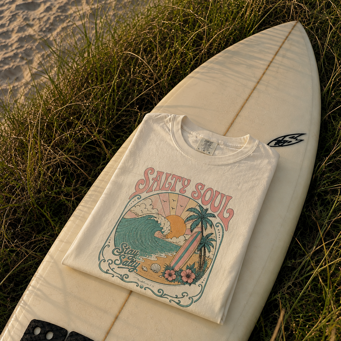 Salty Soul Beach Shirt — "Stay Salty" Matthew 5:13 Surf T-Shirt