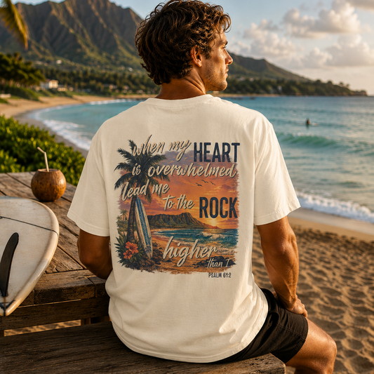 Lead Me to The Rock Psalm 61 Bible Verse Surf Tee