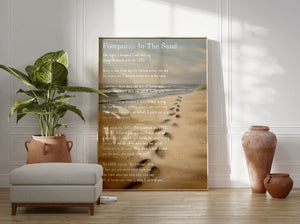 Footprints In The Sand Wall Print | Christian Wall Art Decor- Unframed PHYSICAL PRINT