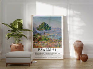 Lead Me to The Rock - Psalm 61 | Claude Monet Art with Psalm Scripture - Unframed Art Print