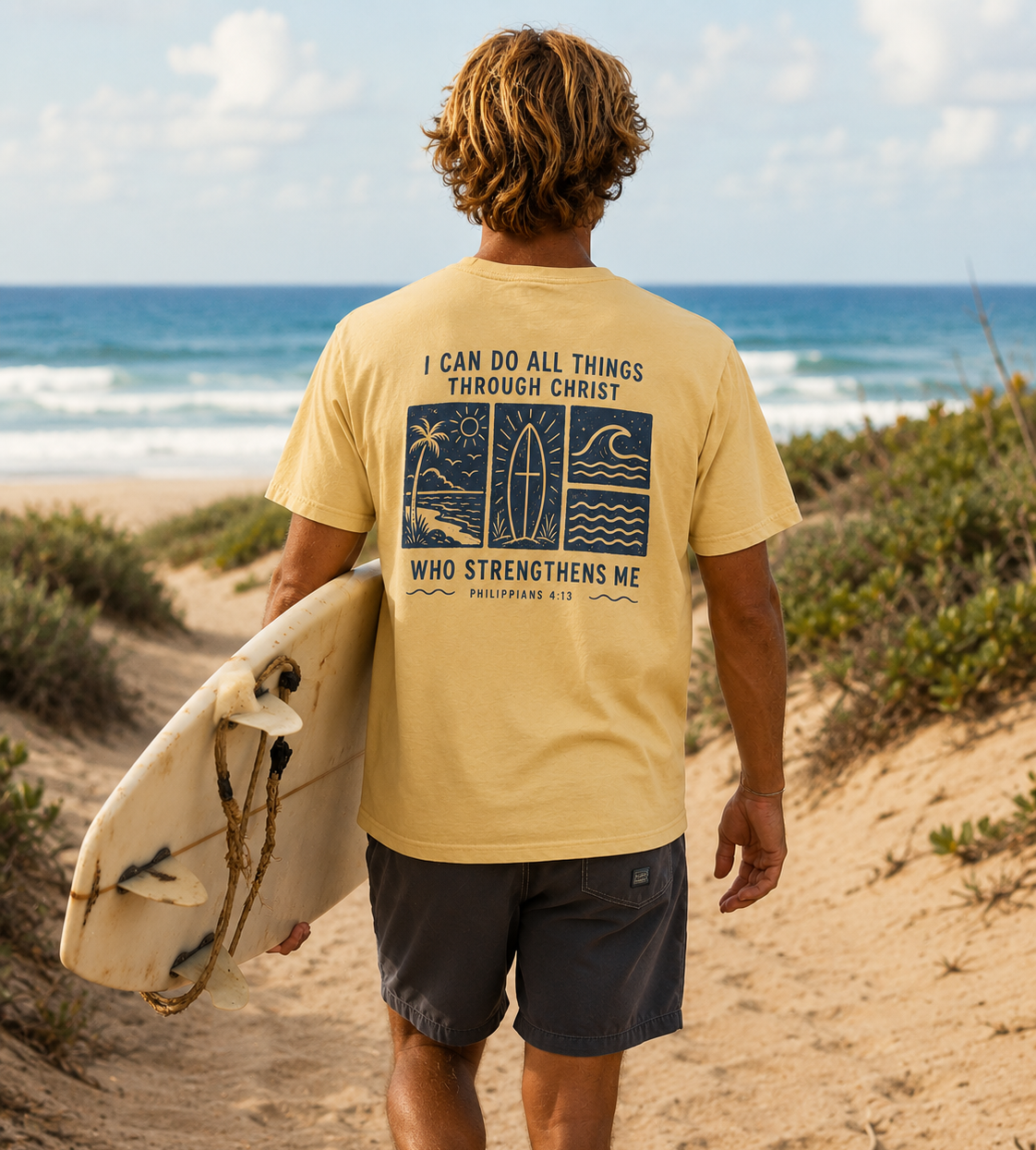 I Can Do All Things Through Christ Surf Tee – Philippians 4:13 Beach Shirt