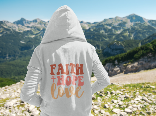 Faith Hope Love Hoodie - Christian Hooded Sweatshirt | 1 Corinthians 13:13