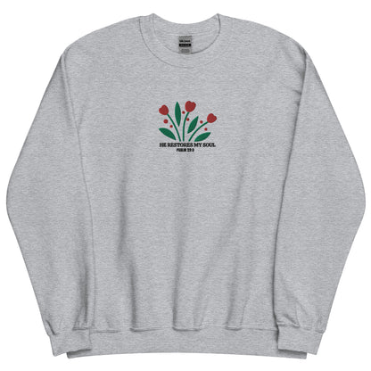 He Restores My Soul Embroidered Sweatshirt